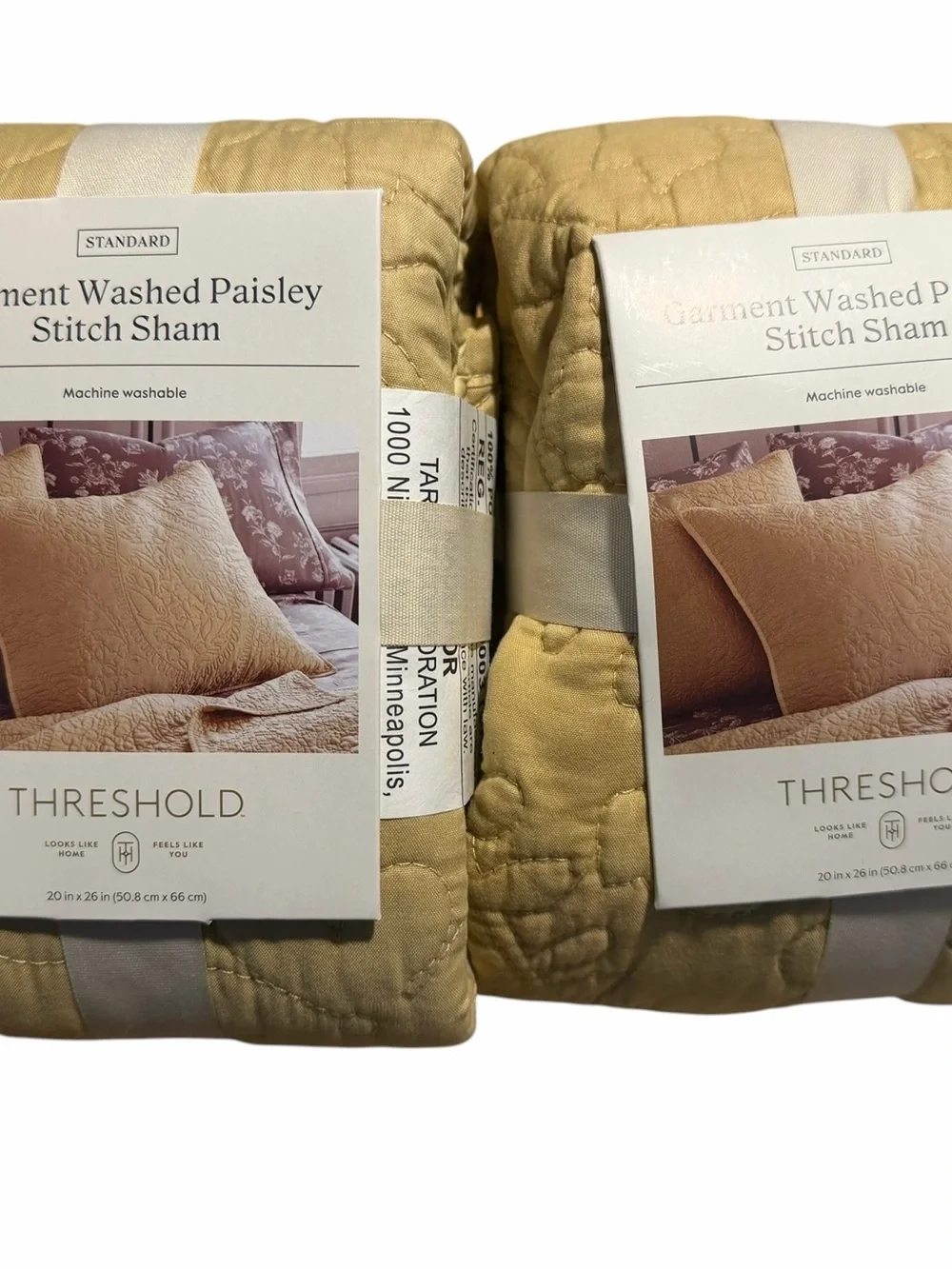 Threshold Garment Washed Paisley Stitch Sham - gold (Set)